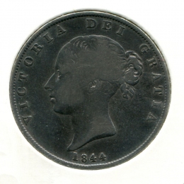 Англия 1/2 кроны 1844 VF 